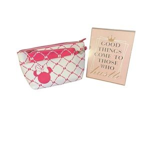 Pink and White Minnie Mouse Themed Cosmetic Bag by